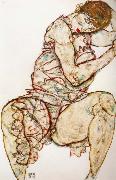 Egon Schiele Seated Woman with her Left Hand in her Hair oil painting reproduction